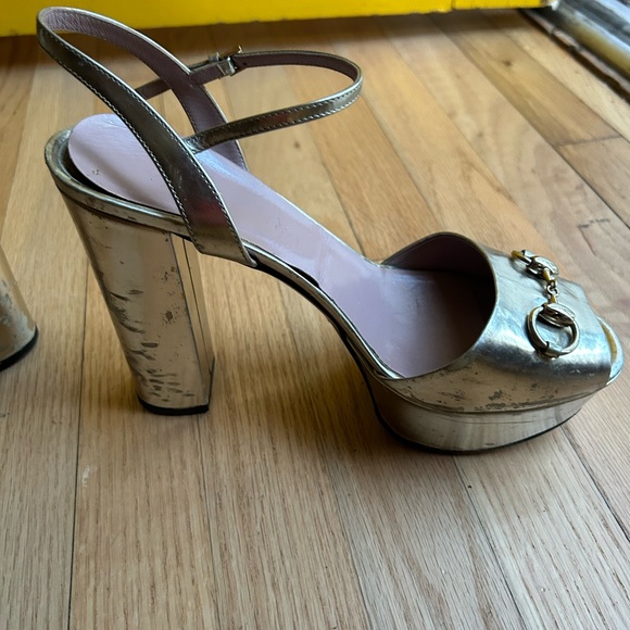 Sz 40 Gucci Gold Platform Shoes Gold - Picture 5 of 8